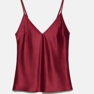 Zara Silk Red V Neck Cami